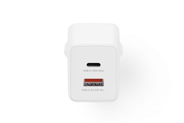 Зарядний пристрій DIGITUS GaN 1хUSB-C, 1хUSB-A, 45W