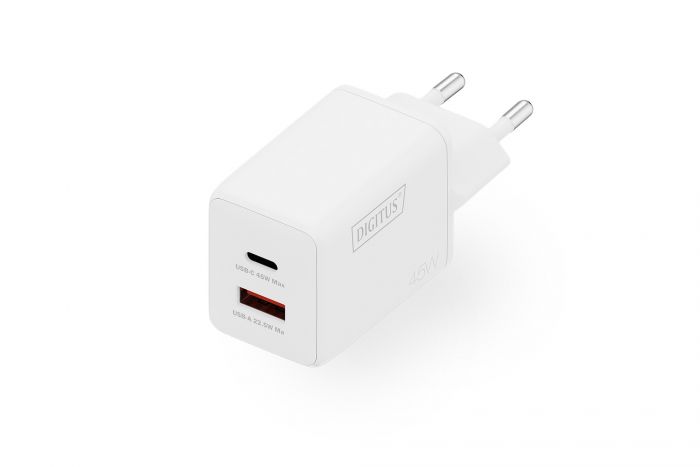 Зарядний пристрій DIGITUS GaN 1хUSB-C, 1хUSB-A, 45W