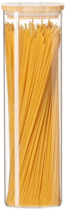 Банка для зберігання ARDESTO Midori 1300мл, скло, бамбук, квадратна, прозорий