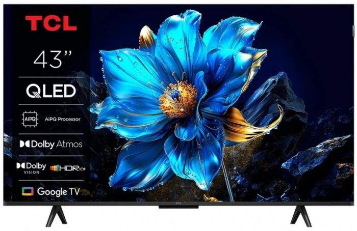 Телевізор 43" TCL QLED 4K 60Hz Smart Google TV Black