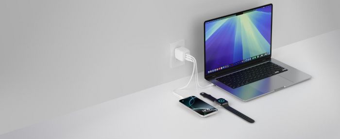 Зарядний пристрій мережевий Belkin 70Вт 2хUSB-С/USB-A GAN PD PPS, білий