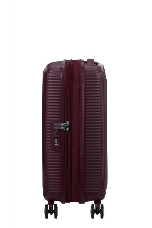 Валіза American Tourister, Soundbox, поліпропілен, мала, 55см, 35.5/41л, TSA, 4 колеса, EXP, 	бордовий