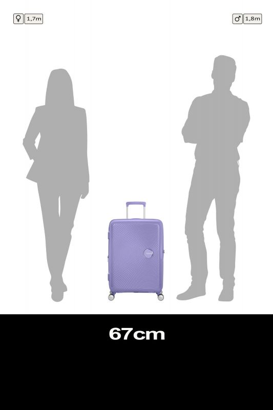 Валіза American Tourister, Soundbox, поліпропілен, середня, 67см, 71.5/81л, TSA, 4 колеса, EXP, лавандовий