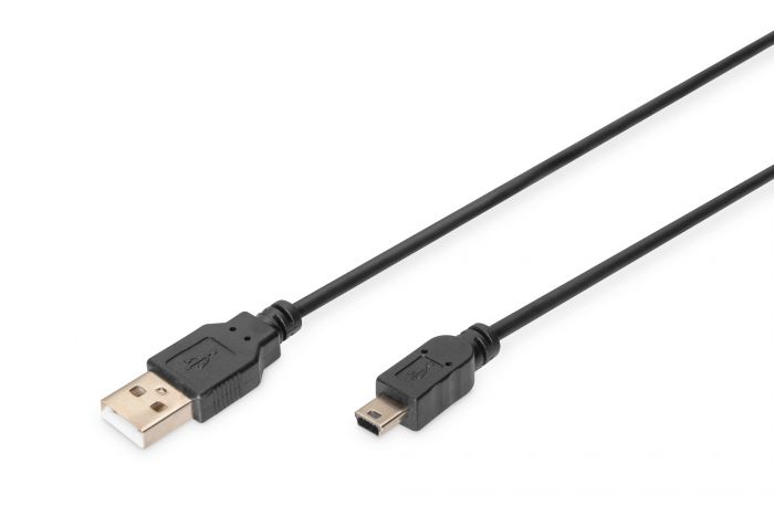 Кабель DIGITUS USB-A > USB-mini B синхронізації, 3.0 m, чорний