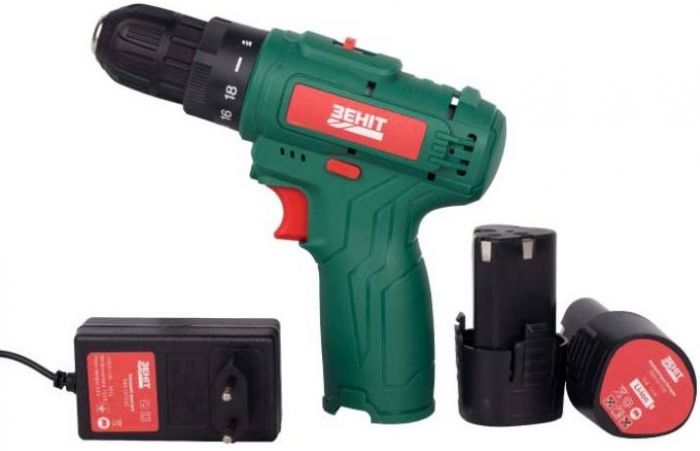 Шурупокрут-дриль акумуляторний Зеніт ЗША-12/15 S2 12В 2х1.5А·год 18Нм 350·1350об/хв 1кг кейс