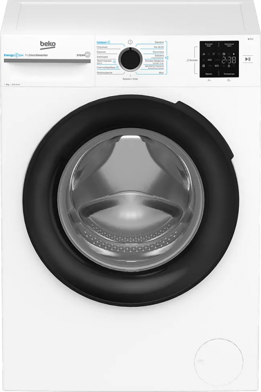 Пральна машина Beko фронтальна, 8кг, 1000, A, 55см, дисплей, інвертор, пара, білий