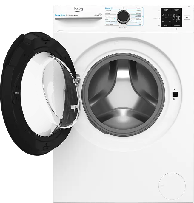 Пральна машина Beko фронтальна, 8кг, 1000, A, 55см, дисплей, інвертор, пара, білий