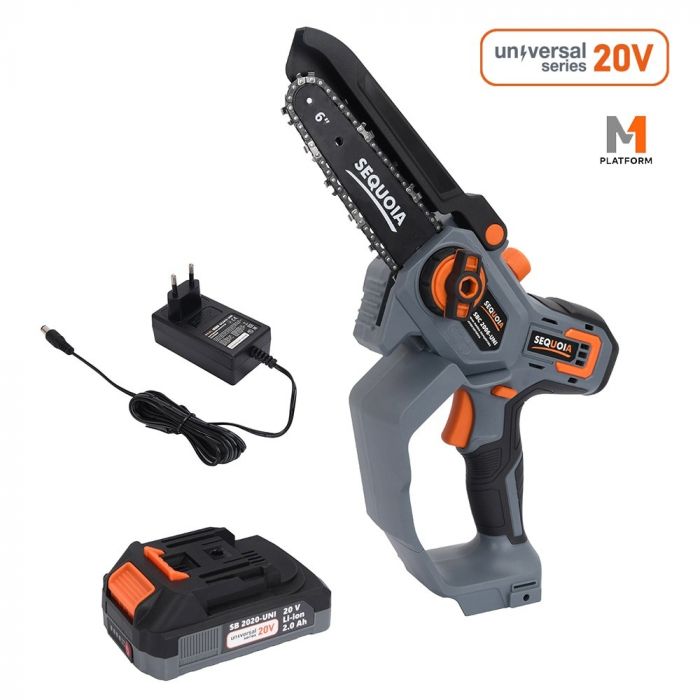 Пила ланцюгова акумуляторна SEQUOIA SBC2006-UNI 20В акб 1х2.0А·год шина 15см 1/4" 6.5м/с 2.05кг
