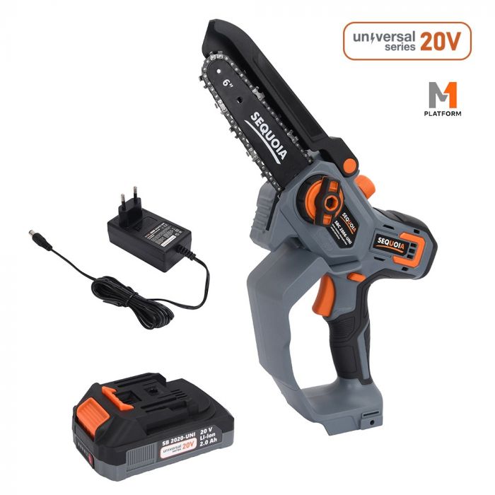 Пила ланцюгова акумуляторна SEQUOIA SBC2006-UNI 20В акб 1х2.0А·год шина 15см 1/4" 6.5м/с 2.05кг