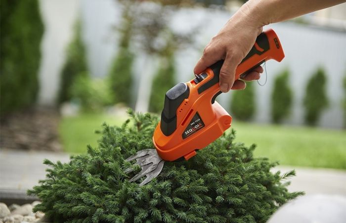 Ножиці для трави акумуляторні SEQUOIA SBC7213 7.2В + насадка кущоріз 12см крок різу 8мм 1x1.3А·год ЗП 0.7кг