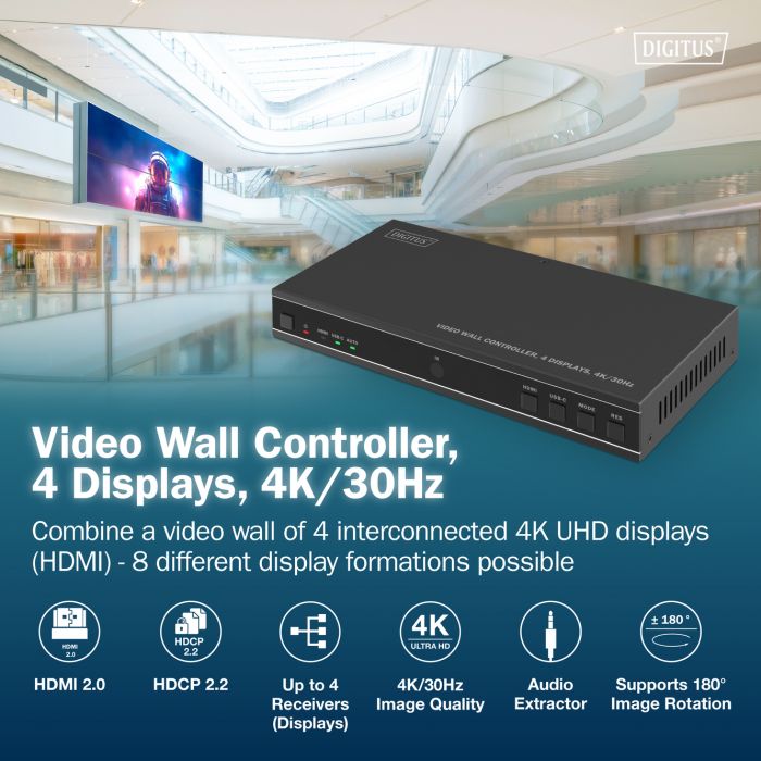 Контролер відеостіни DIGITUS 4K HDMI Video Wall 2x2