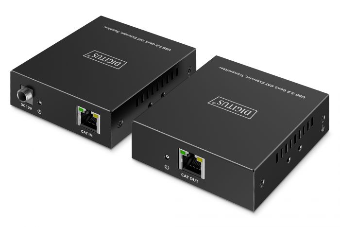 Подовжувач DIGITUS USB 3.2 Gen1, для використання з кабелем Cat6A, до 100 м, 3 х USB-A, 1 x USB-C, чорний
