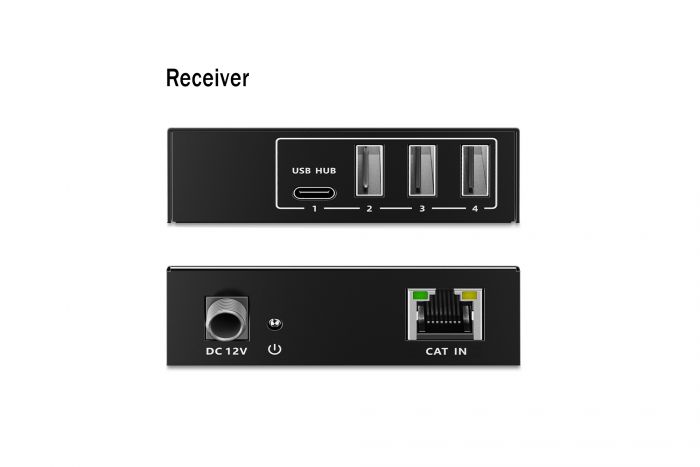 Подовжувач DIGITUS USB 3.2 Gen1, для використання з кабелем Cat6A, до 100 м, 3 х USB-A, 1 x USB-C, чорний