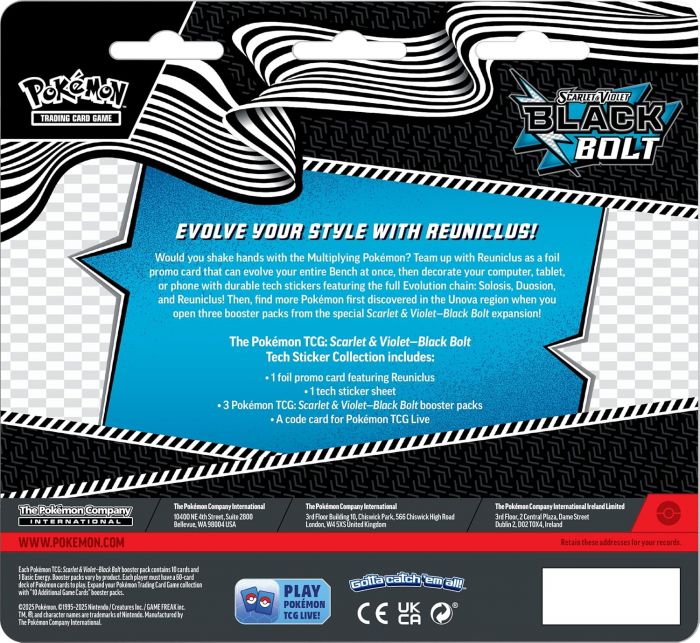 Колекційна карткова гра Pokemon: Black Bolt - Tech Sticker Collection SV10.5