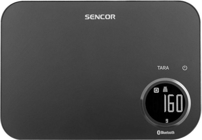 Ваги Sencor кухонні, 8кг, підключення до смартфону, AAAx2, пластик, чорний