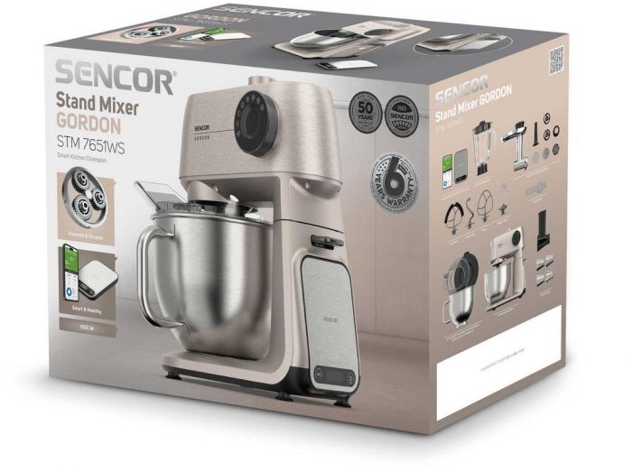 Кухонна машина Sencor Gordon, 1500Вт, чаша-метал, корпус-метал, насадок-20, метал