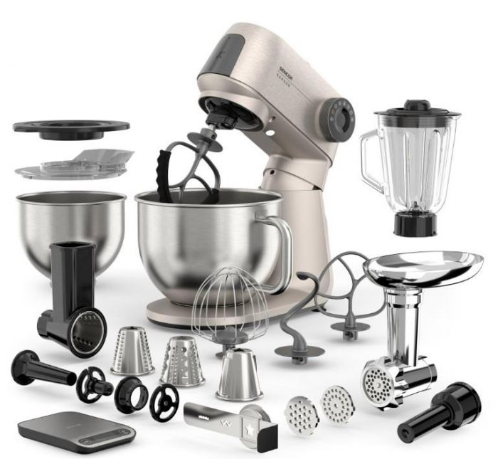 Кухонна машина Sencor Gordon, 1500Вт, чаша-метал, корпус-метал, насадок-20, метал