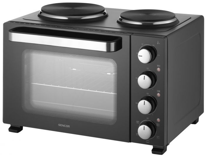 Піч електрична Sencor, 35л, 1500Вт, механіч., гриль, конвенція, 2 конф.зверху, підсвітка всередині, чорна