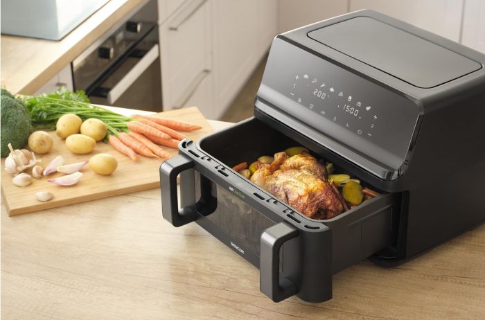 Мультипіч Sencor Dual Vita Fryer, 2700Вт, чаша-4.5+4.5л, сенсорне керув., 2 чаши, гриль, пластик, чорний