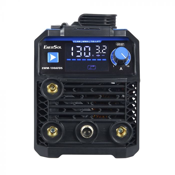 Зварювальний напівавтомат інверторний EnerSol EWM-130AFDS (дріт 0.8мм + електрод 4мм) 20-160А 5.1кВт 160-260В 5.49кг