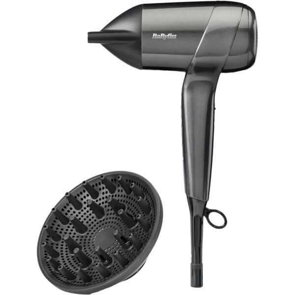 Фен Babyliss Titanium Shine, 1600Вт, 3 режими, іонізація, хол. обдув, 2 насадки, темно-сірий