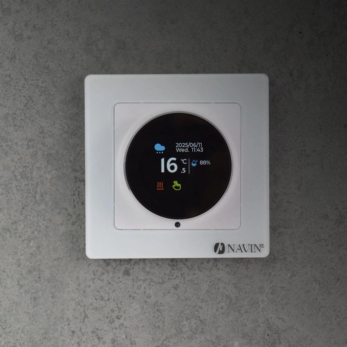 Терморегулятор Navin EH20R-16A 5...35 °C для теплої підлоги електронний Wi-Fi Tuya, Smart Life вбудований дротовий датчик 16A 230В білий