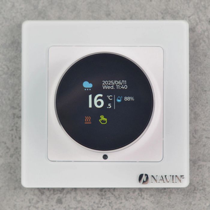Терморегулятор Navin EH20R-16A 5...35 °C для теплої підлоги електронний Wi-Fi Tuya, Smart Life вбудований дротовий датчик 16A 230В білий