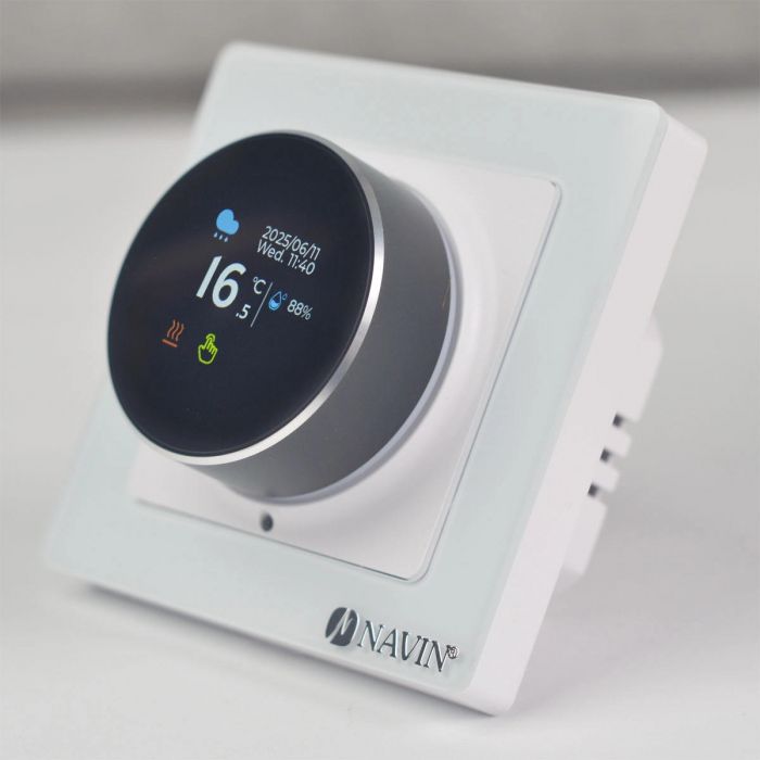 Терморегулятор Navin EH20R-16A 5...35 °C для теплої підлоги електронний Wi-Fi Tuya, Smart Life вбудований дротовий датчик 16A 230В білий