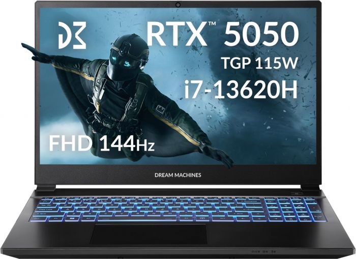 Ноутбук Dream Machines RG5050-15 15.6FHD IPS, Intel i7-13620H, 32GB, F1TB, NVD5050-8, DOS, чорний