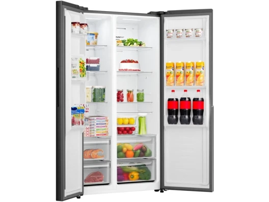 Холодильник SBS Gorenje, 179х62х92см, 2 двері, 345(186)л, А+, NF+, Інв., Зона св-ті, Зовн. Диспл, чорний