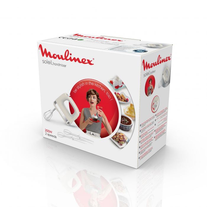 Міксер Moulinex ручний Soleil 200Вт, насадки-2, турборежим, білий