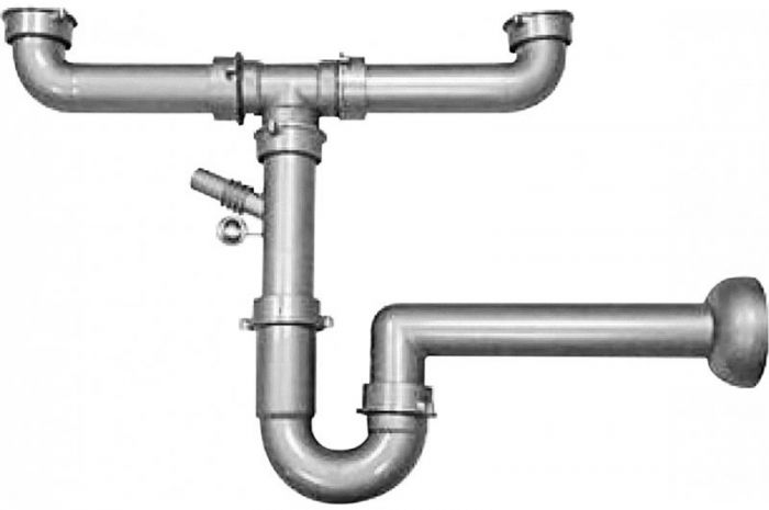 Сифон для двочашової мийки Franke, 112.0624.475, сірий