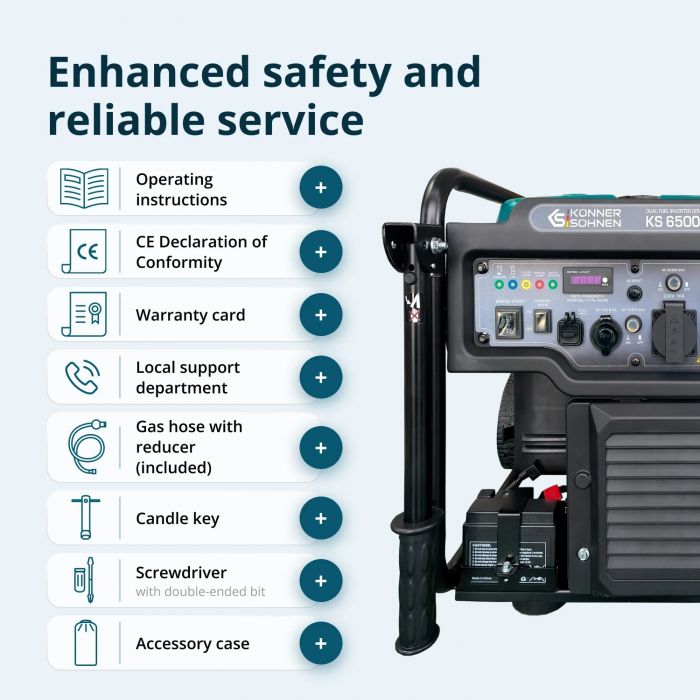 Генератор газобензиновий інверторний Konner&Sohnen KS 6500iEG, LPG 230В, 6.0/6.5кВт, електростартер, 46кг
