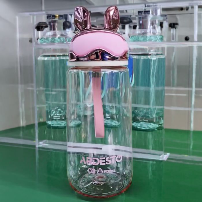Пляшка для води ARDESTO Bunny 600мл, пластик, рожевий