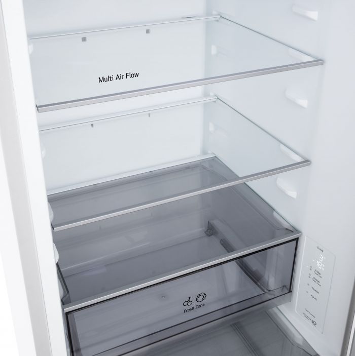 Холодильник LG з нижн. мороз., 186x60х68, холод.відд.-220л, мороз.відд.-113л, 2дв., E, NF, інв., диспл внутр., зона св-ті, білий