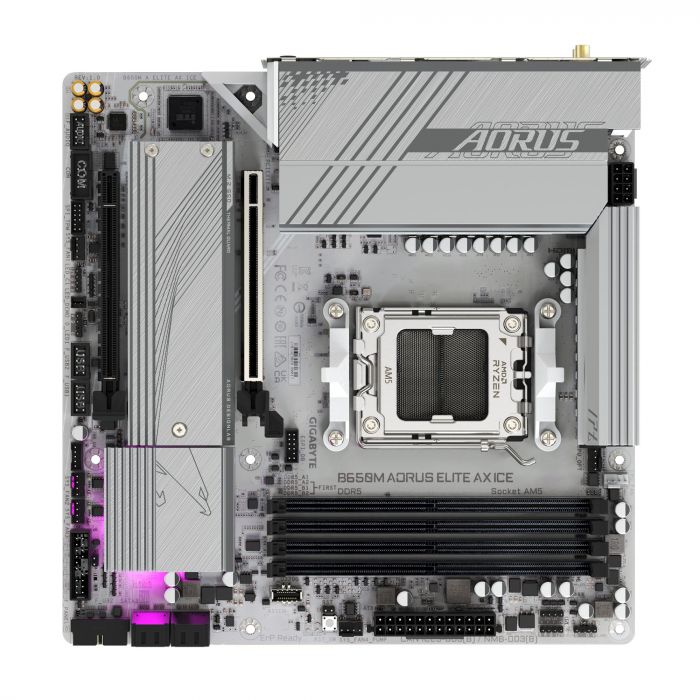 Материнська плата GIGABYTE B650M A ELITE AX ICE sAM5 B650 4xDDR5 M.2 HDMI DP Wi-Fi mATX