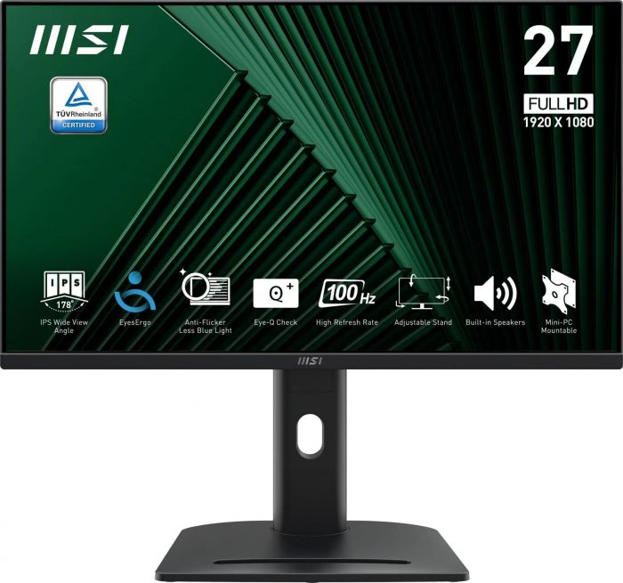 Монітор MSI 27" PRO MP275PG D-Sub, HDMI, MM, IPS, 100Hz, 4ms, sRGB 95%, AdaptiveSync, Pivot