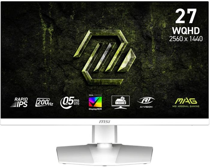 Монітор MSI 27" MAG 274QRFW-E20 2xHDMI, DP, Audio, IPS, 2560x1440, 200Hz, 0.5ms, sRGB 124%, AdaptiveSync, Pivot, HDR400, білий
