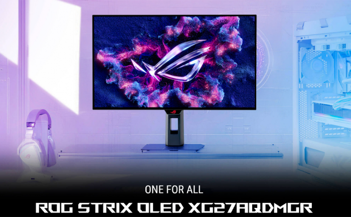 Монітор Asus 26.5" ROG Strix XG27AQDMGR 2xHDMI, DP, 2xUSB, WOLED, 2560x1440, 240Hz, 0.03ms, DCI-P3 99%, AdaptiveSync, Pivot, HDR400