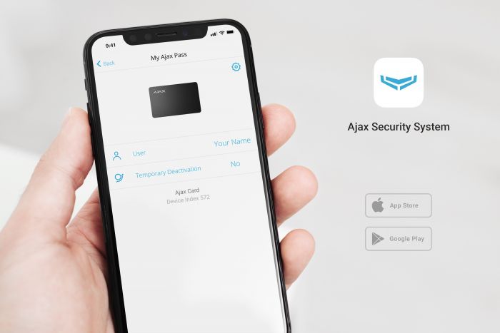 Картка Ajax Pass 1шт, Jeweller, безконтактна, чорний
