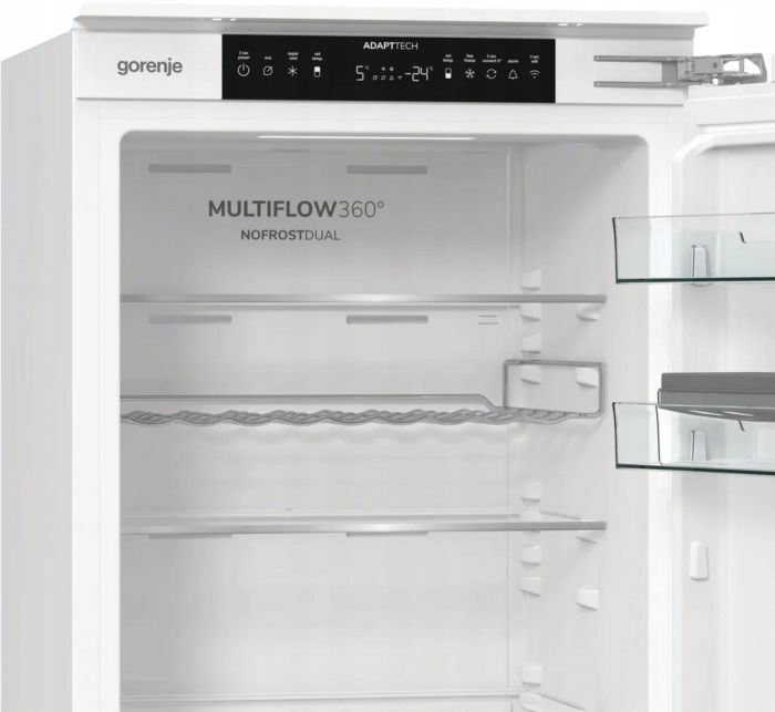 Холодильник Gorenje вбудований з нижн. мороз., 177x69x55см, 2 двері,252(76)л, А+, NF+, Зона св-ті, Диспл, Wi-Fi, Біли