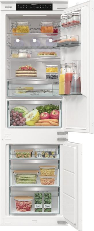 Холодильник Gorenje вбудований з нижн. мороз., 177x69x55см, 2 двері,252(76)л, А+, NF+, Зона св-ті, Диспл, Wi-Fi, Біли