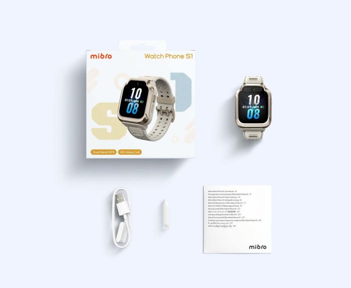 Дитячий годинник-телефон Mibro S1, 1.68", 360x390, GPS, 8MP+5MP, 900мА·год, 2АТM, пісочно-золотий
