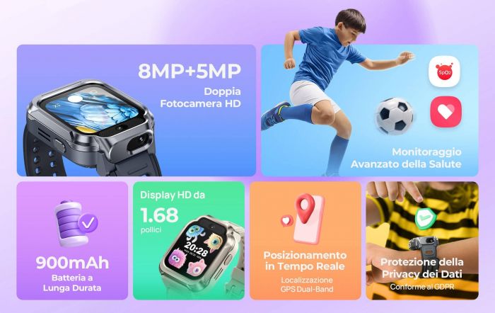 Дитячий годинник-телефон Mibro S1, 1.68", 360x390, GPS, 8MP+5MP, 900мА·год, 2АТM, пісочно-золотий