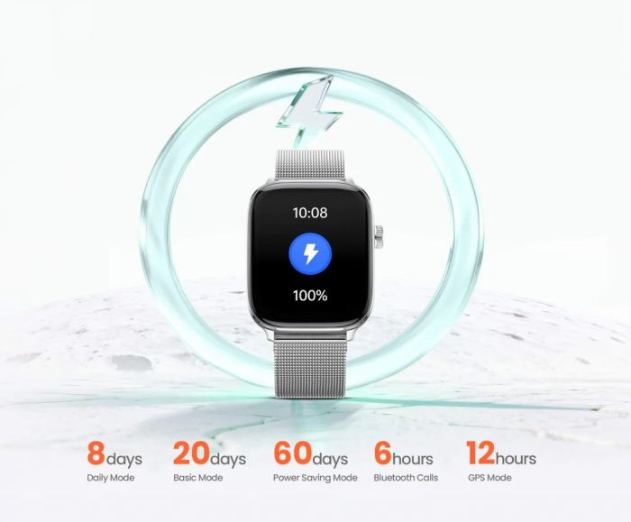 Смарт-годинник Mibro Fit 44мм, 1.75", 390x450, AMOLED, BT 5.3, GPS, 5 ATM, сріблястий