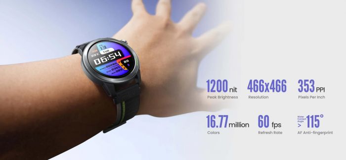 Смарт-годинник Mibro GS Active 2 46мм, 1.32", 466x466, AMOLED, BT 5.3, GPS, 5 ATM, темно-сірий