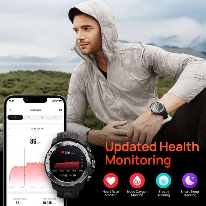 Смарт-годинник Mibro GS Explorer 48мм, 1.32", 466x466, AMOLED, BT 5.3, Dual-band GPS, 10 ATM, пісочно-білий