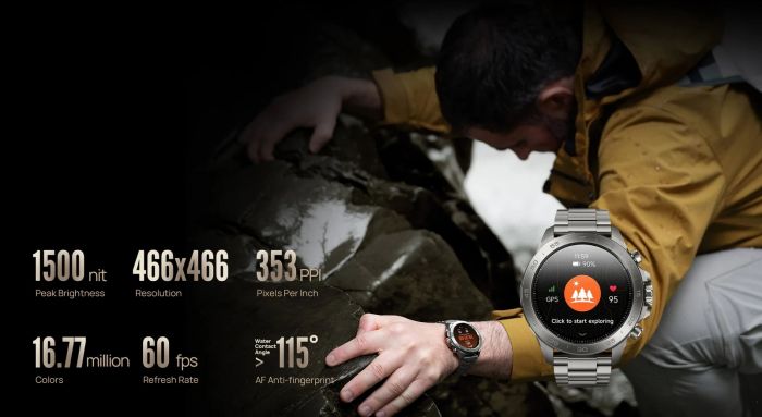 Смарт-годинник Mibro GS Explorer S 48мм, 1.32", 466x466, AMOLED, BT 5.3, Dual-band GPS, 10 ATM, суцільний титан