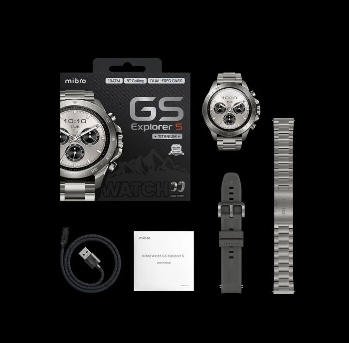 Смарт-годинник Mibro GS Explorer S 48мм, 1.32", 466x466, AMOLED, BT 5.3, Dual-band GPS, 10 ATM, суцільний титан