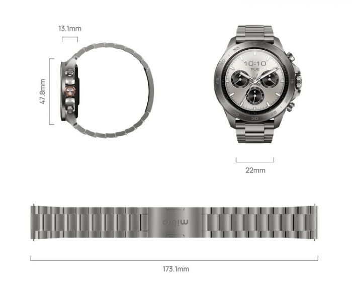 Смарт-годинник Mibro GS Explorer S 48мм, 1.32", 466x466, AMOLED, BT 5.3, Dual-band GPS, 10 ATM, суцільний титан